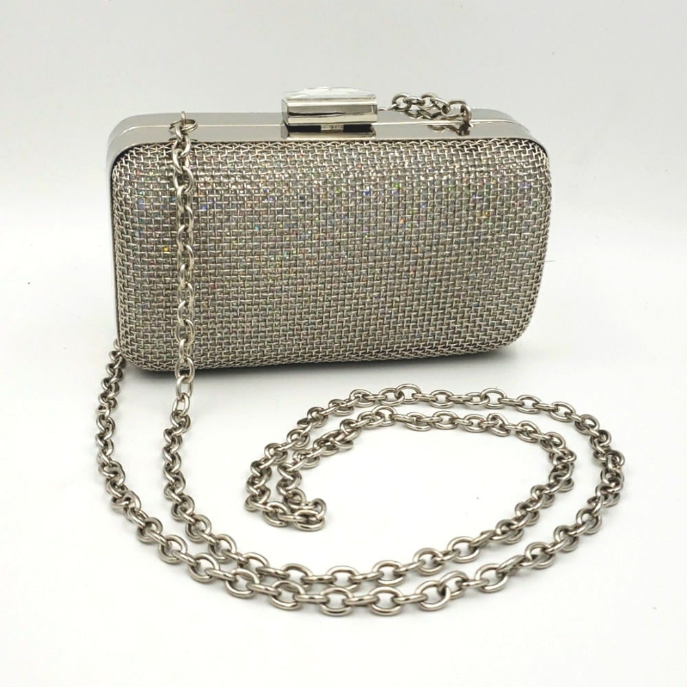 EXPRESSIONS NYC Silver Glittery Cross Body Clutch